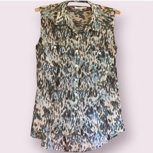 Chic Sleeveless Animal Print Blouse